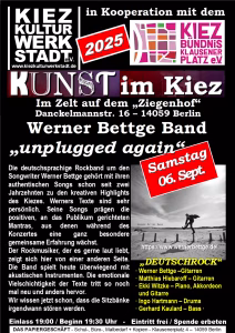 Plakat für Kunst im Kiez 2025 - Werner Bettge Band am 6. September