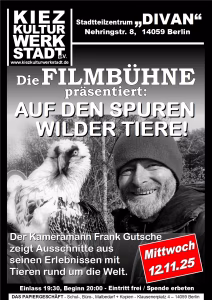 Plakat zur Filmbühne "Auf den Spuren wilder Tiere"