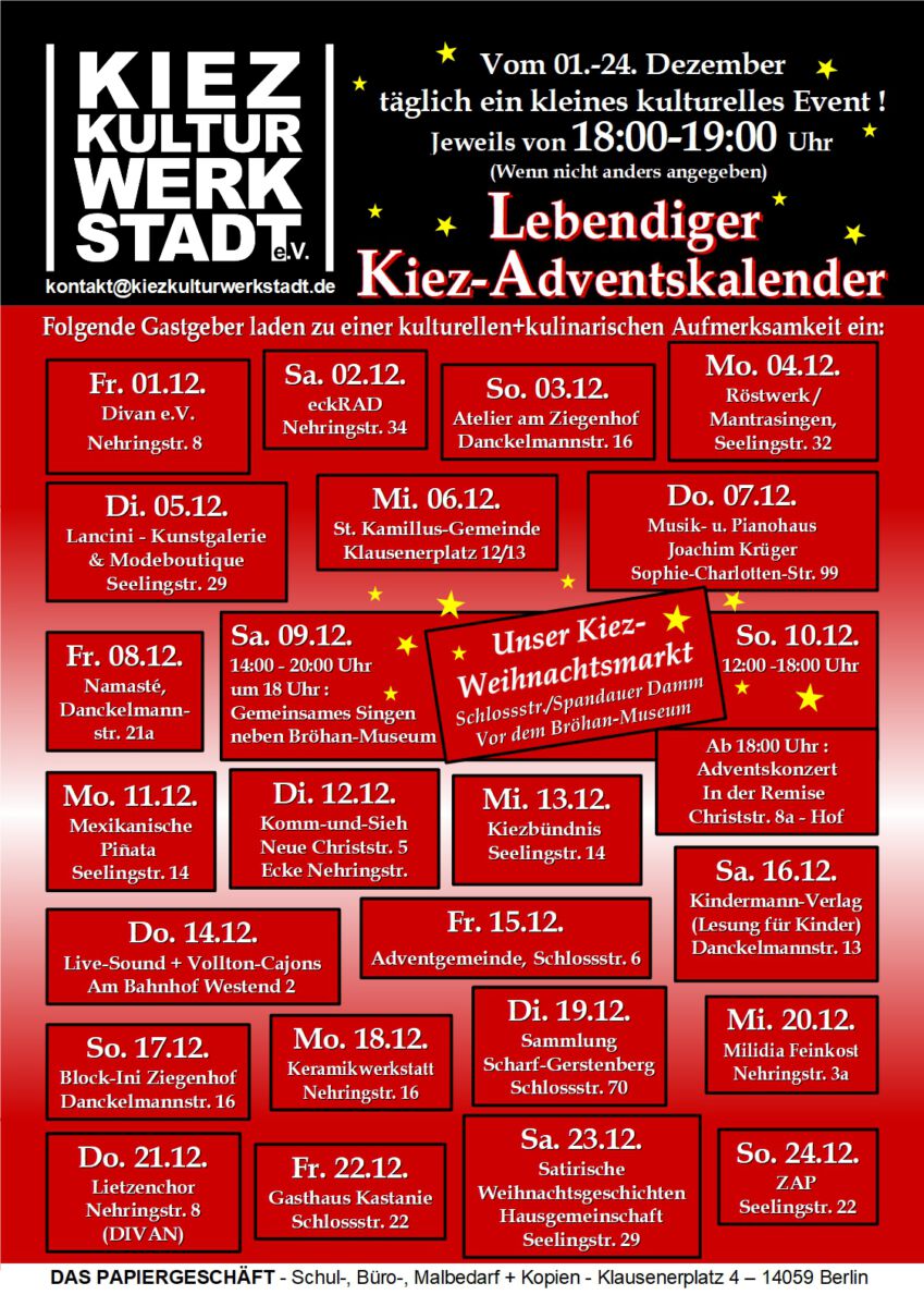 " Der lebendige Kiez-Adventskalender" /  "KiezWeihnachtsmarkt"