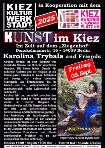 Plakat für Kunst im Kiez 2025 - Karolina Trybala and Friends am 5. September