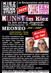 Plakat für Kunst im Kiez 2025 - Meoneo am 8. September